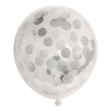 Globos Konfetti Luftballons Papierkonfetti Metallic Silber 30cm, 6 Stk.