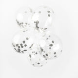 Globos Konfetti Luftballons Papierkonfetti Metallic Silber 30cm, 6 Stk.