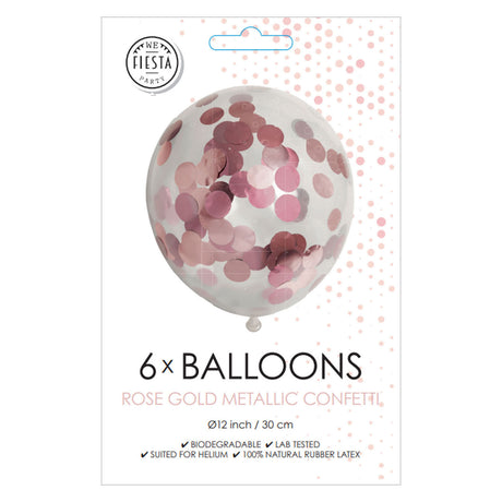 Globos Konfetti Luftballons Papierkonfetti Metallix Roségold, 6 Stk.