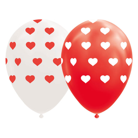 Globos Luftballons Herzen rot weiß 30cm, 8 Stk.