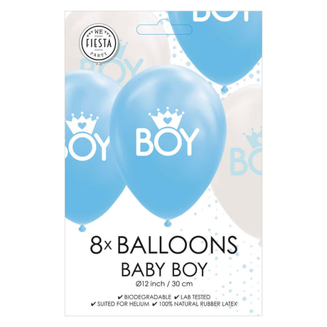 Globos Luftballons Sohn babyblau weiß 30cm, 8 Stk.