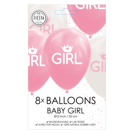 Globos Luftballons Tochter Baby rosa weiß 30cm, 8 Stk.