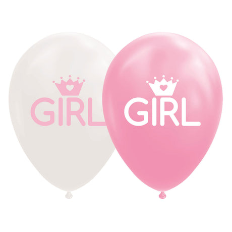 Globos Luftballons Tochter Baby rosa weiß 30cm, 8 Stk.