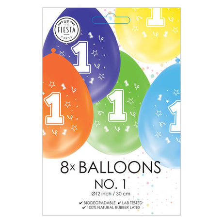Globos-Luftballons 2-seitig bedruckt Zahl 1, 8 Stk.