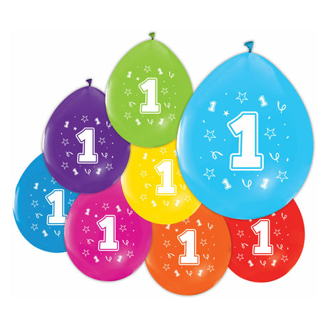 Globos-Luftballons 2-seitig bedruckt Zahl 1, 8 Stk.