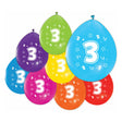Globos-Luftballons 2-seitig bedruckt Zahl 3, 8 Stk.