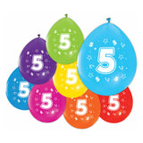 Globos-Luftballons 2-seitig bedruckt Zahl 5, 8 Stk.