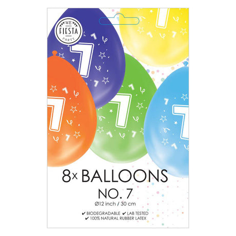 Globos-Luftballons 2-seitig bedruckt Zahl 7, 8 Stk.
