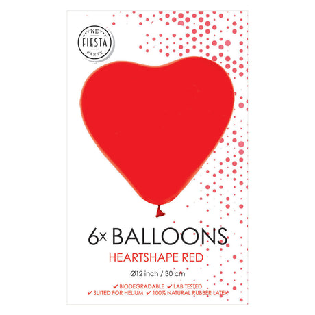 Globos Luftballons Herzballons Rot 30cm, 6 Stk.