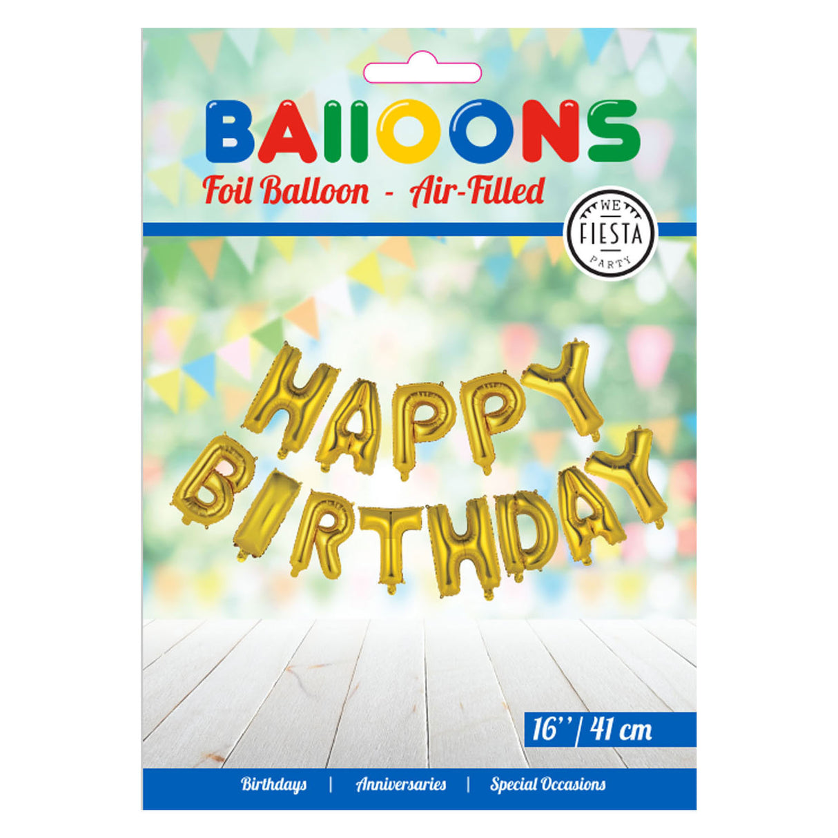 Globos Folienballon mit Text „Alles Gute zum Geburtstag“ in Gold