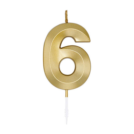 Globos Tortenkerze 6cm metallic gold Nr. 6