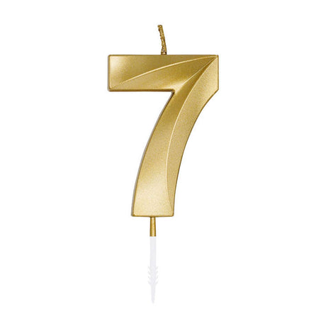 Globos Tortenkerze 6cm metallic gold Nr. 7