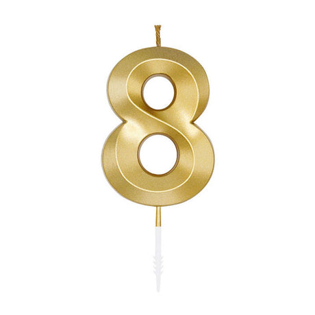 Globos Tortenkerze 6cm metallic gold Nr. 8