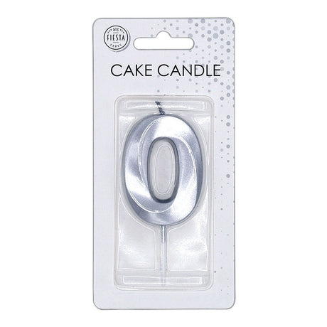 Globos taartkaars 6cm metallic zilver no.0