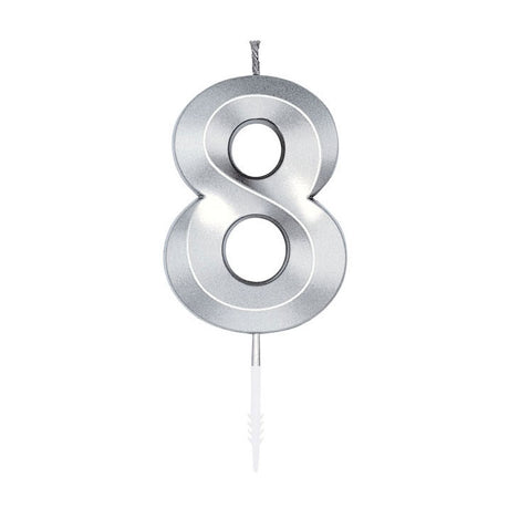 Globos Tortenkerze 6cm metallic silber Nr.8