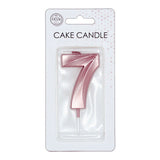 Globos taartkaars 6cm metallic rose goud no. 7