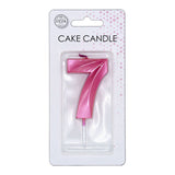 Globos taartkaars 6cm metallic licht roze no. 7