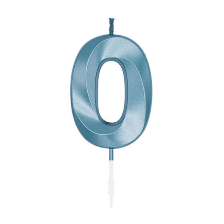 Globos Tortenkerze 6cm Metallic Hellblau Nr. 0