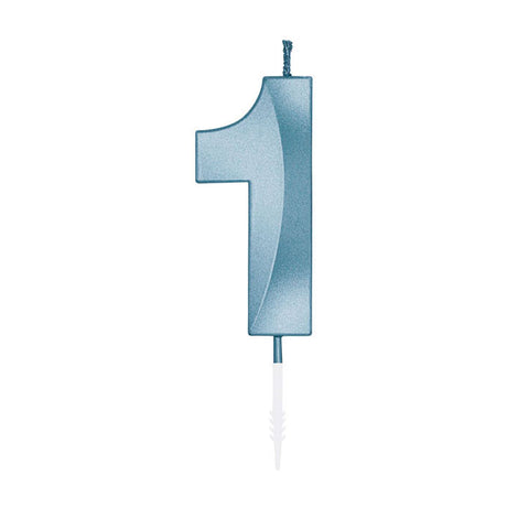 Globos Tortenkerze 6cm Metallic Hellblau Nr. 1