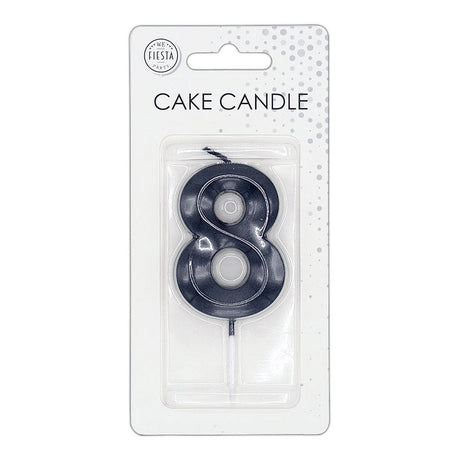 Globos Kuchenkerze 6cm metallic schwarz Nr. 8