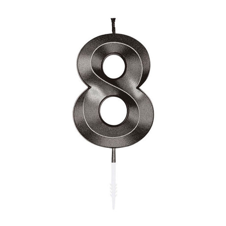Globos Kuchenkerze 6cm metallic schwarz Nr. 8