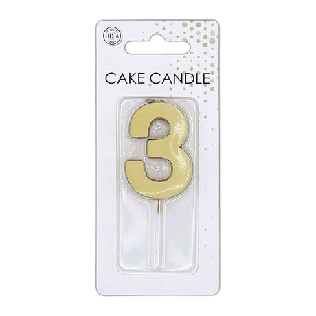 Globos taartkaars 4,5cm metallic goud no. 3