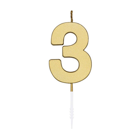 Globos Tortenkerze 4,5cm metallic gold Nr. 3