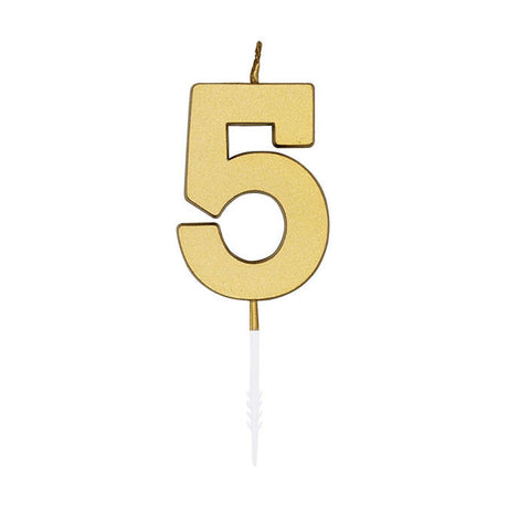 Globos Tortenkerze 4,5cm metallic gold Nr. 5
