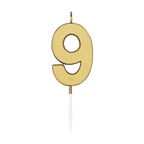 Globos Tortenkerze 4,5cm metallic gold Nr. 9