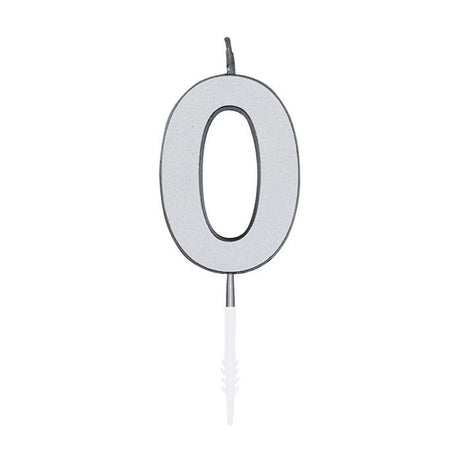 Globos Tortenkerze 4,5cm metallic silber Nr. 0