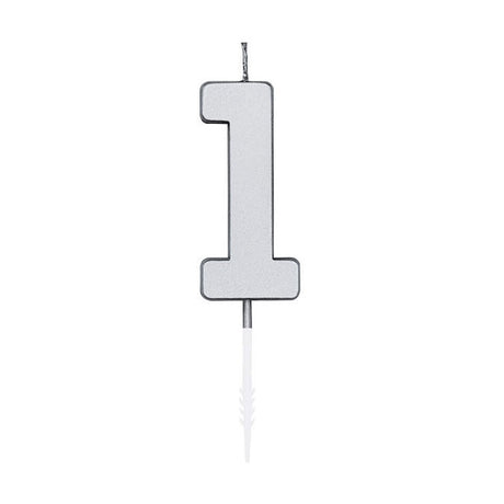 Globos taartkaars 4,5cm metallic zilver no. 1