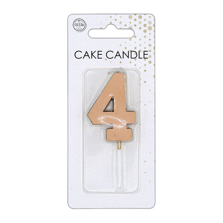 Globos taartkaars 4,5cm metallic rose goud no. 4