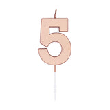 Globos taartkaars 4,5cm metallic rose goud no. 5