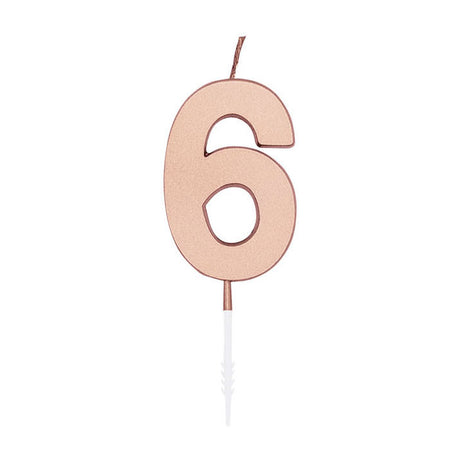 Globos Tortenkerze 4,5cm metallic roségold Nr. 6