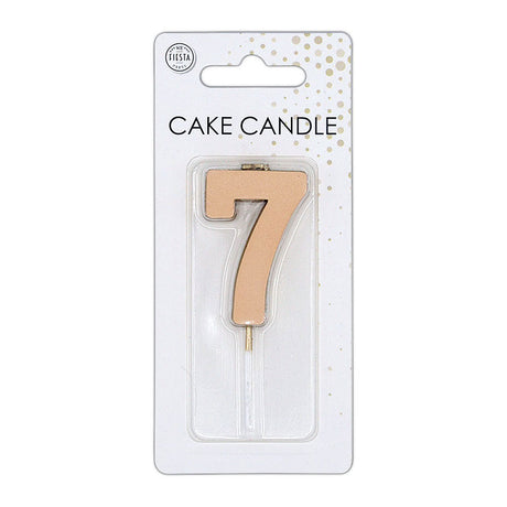 Globos taartkaars 4,5cm metallic rose goud no. 7