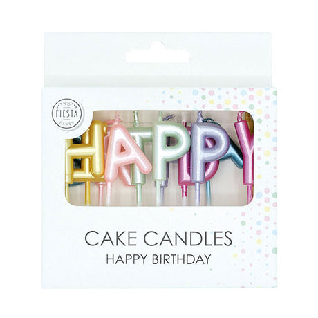 Globos Kuchenkerzen-Set „Happy Birthday“ in Pastellfarben