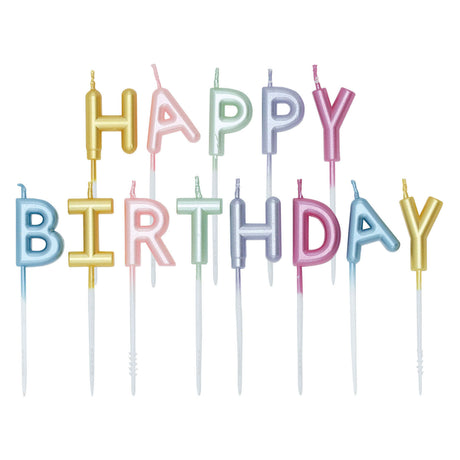 Globos Kuchenkerzen-Set „Happy Birthday“ in Pastellfarben