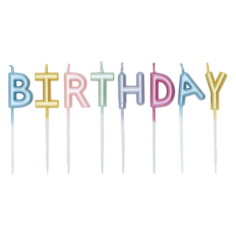Globos Kuchenkerzen-Set „Happy Birthday“ in Pastellfarben