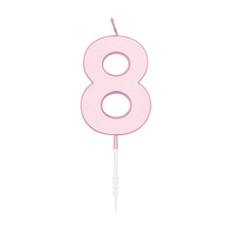 Globos taartkaars 4,5cm pastel roze no. 8