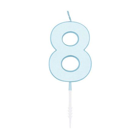Globos taartkaars 4,5cm pastel blauw no. 8