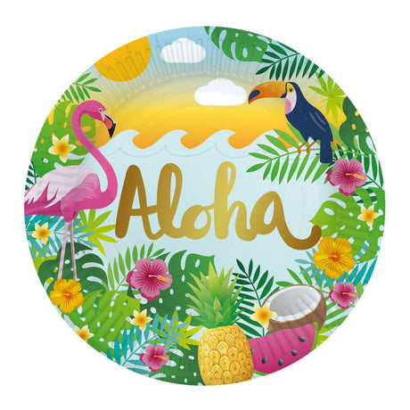 Globos Pappteller 23cm Aloha - 8 Stk.