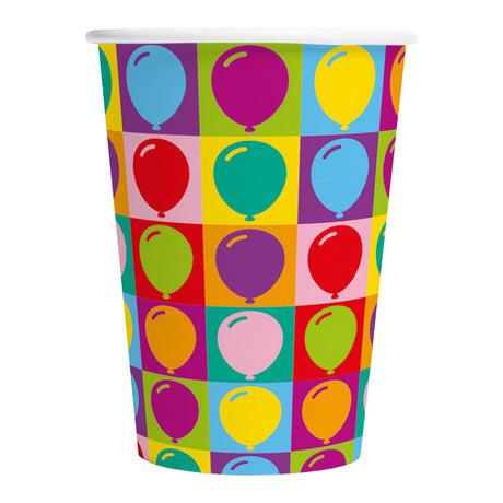 Globos Pappbecher 210ml Pop Party - 8 Stk.