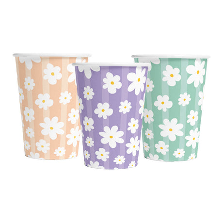 Globos Pappbecher 210ml Gänseblümchen - 8 Stk.