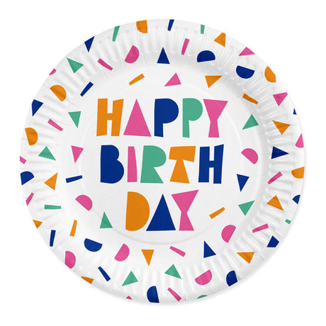 Globos Pappteller 23cm Happy Birthday - 8St.