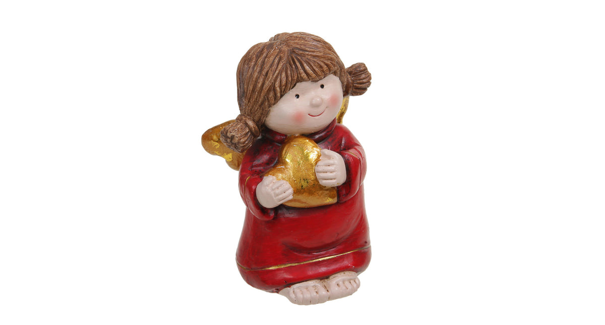 Pc. 1 poly angel red 12 cm heart