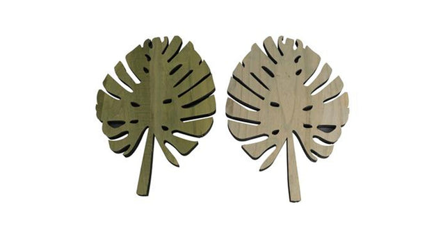 Paulownia wood leaf green 27x40x1.5cm 1pc mixed
