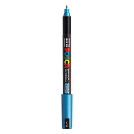Uni-Posca Posca-Marker, Größe PC-1MR, Strichstärke 0,7 mm, extrafein, Metallic-Blau, 1 Stück