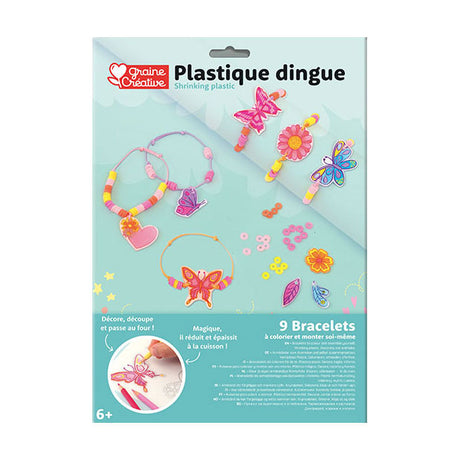Graine kreatives Graine-Schrumpffolien-Set mit Armbändern, Schmetterlingen und Blumen