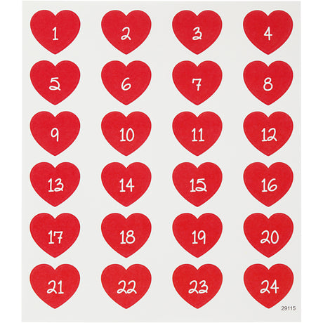 Creativ Company Stickers Heart mit Zahl, 1 Blatt