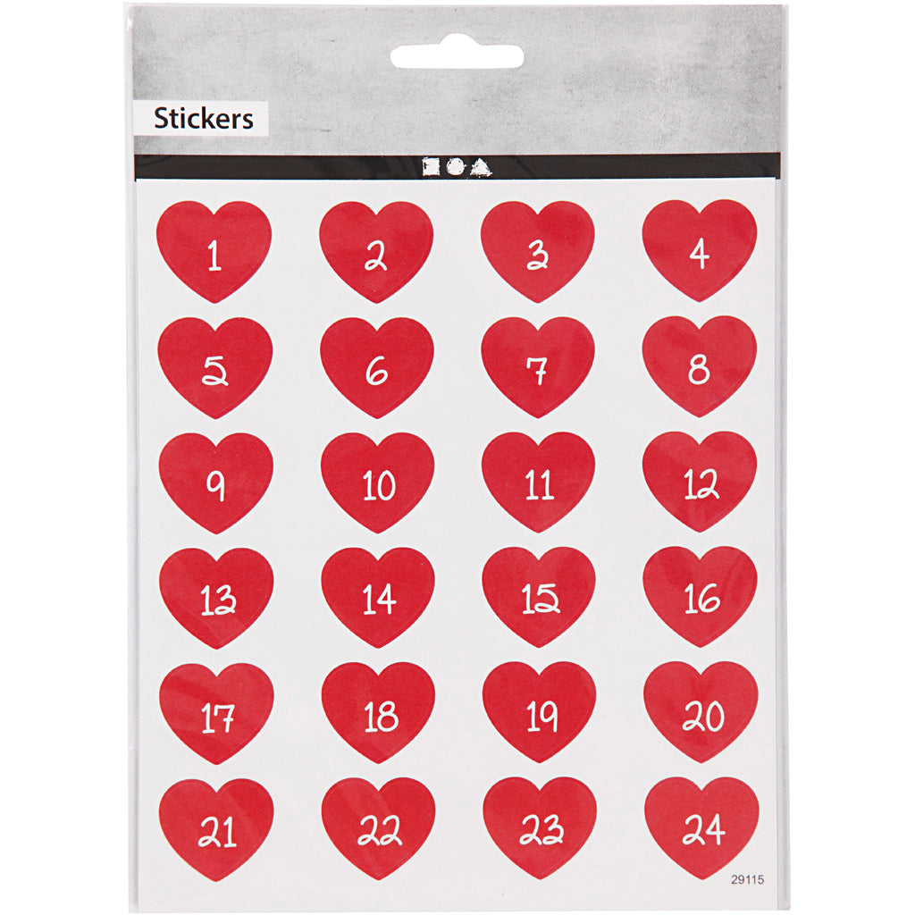 Creativ Company Stickers Heart mit Zahl, 1 Blatt